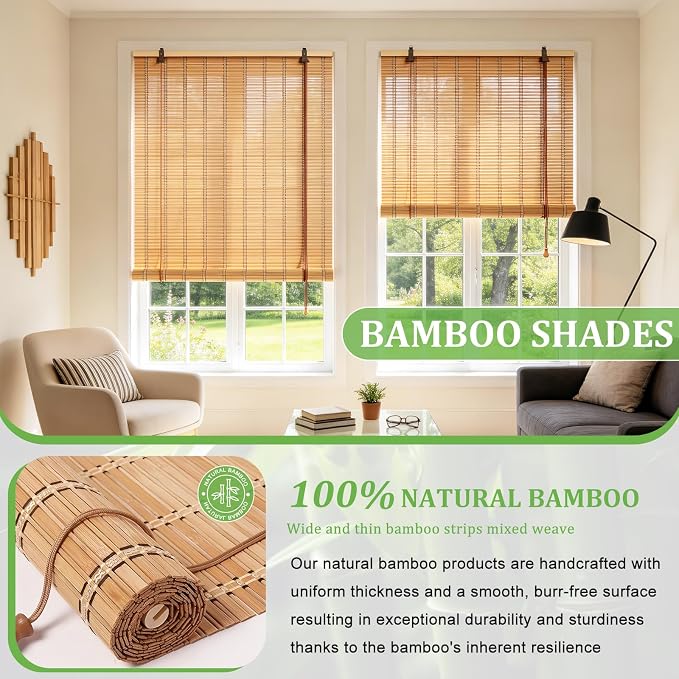 Bamboo Blinds 23x48 inch Bamboo Roman Shades