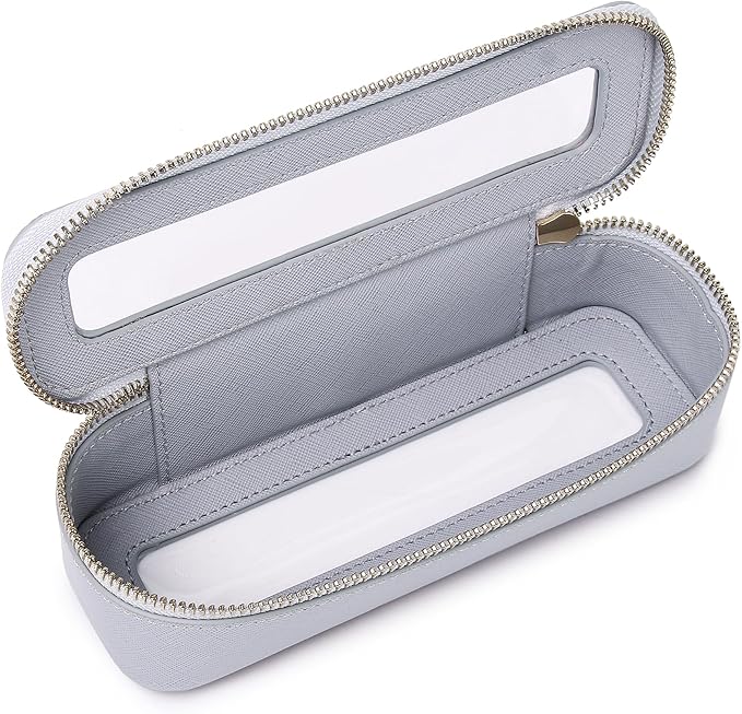 Pinkmik Makeup Brush Bag Slim Clear Makeup Bag Transparent Travel Cosmetic Case & Toiletry Bag with Zipper Small Beatuy Makeup Bag Purse Organizer for Women (Gray, SLIM)