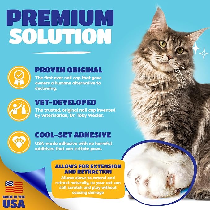 Soft Claws Cat Nail Caps for Medium Cats – (40 Caps, Pink Sparkle) - Made in USA - Veterinarian-Developed | Protects Furniture & Skin - Easy to Apply, Long-Lasting Anti-Scratch Soft Cat Claw Covers