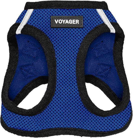 Best Pet Supplies Voyager Step-in Air Harness - All Weather Mesh, Reflective, No Pull Harness for Dogs, Cats - Secure with Hook & Loop Fastener, Buckle, Double D-Rings - Royal Blue/Black Trim, XL