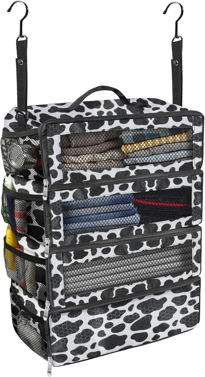 Suitcase Organizer, Travel Luggage Organizer Portable Hanging Travel Shelves Collapsible Hanging Packing Cubes for Carry on Suitcase