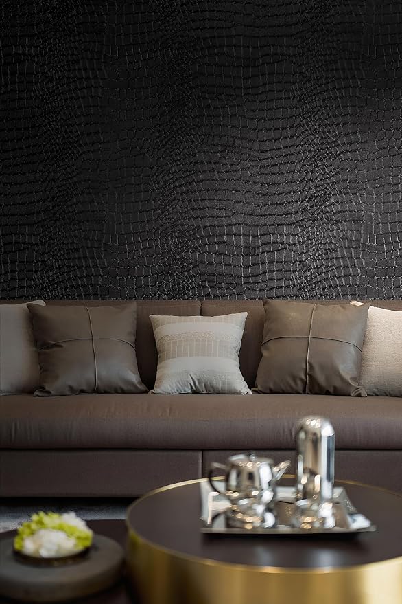 Peel and Stick Wallpaper Black Crocodile Wall Paper Modern Textured