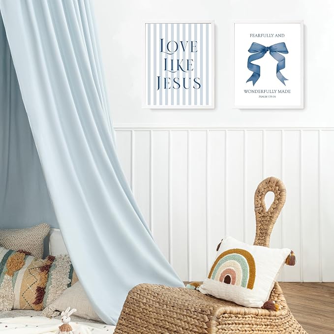 LARTSFRO Coquette Navy Blue Bow Jesus Wall Art Decor Posters, Inspirational