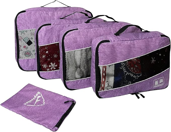 5 Set Packing Cubes for Travel Large Suitcase Luggage Organizer Bags Travel Accessories Vacation 4 Cubes 1 Laundry Pouch Bag