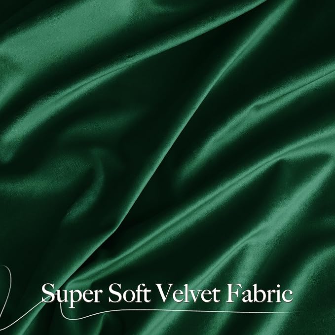 NICETOWN Emerald Green Velvet Curtains 96 inches Long, Home Decoration Thermal