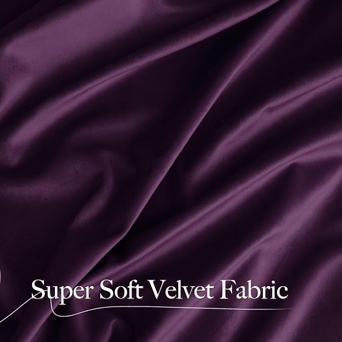 NICETOWN Purple Velvet Curtains 90 inch Long