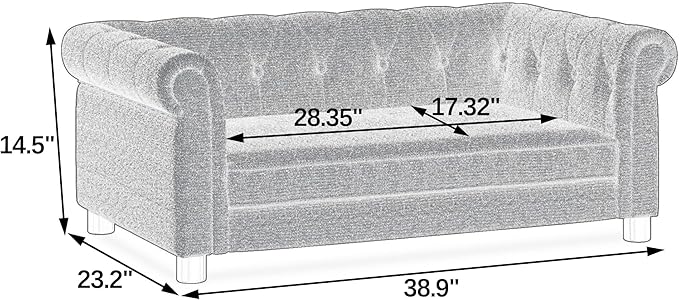 Dog Couch for Large Dogs, Elevated Durable Pet Sofa Bed, 24" W Comfortable Modern and Stylish Dog Sofa Couch with Dry Cleanable Fabric, Furniture for Medium & Large Breed (Dark Brown)