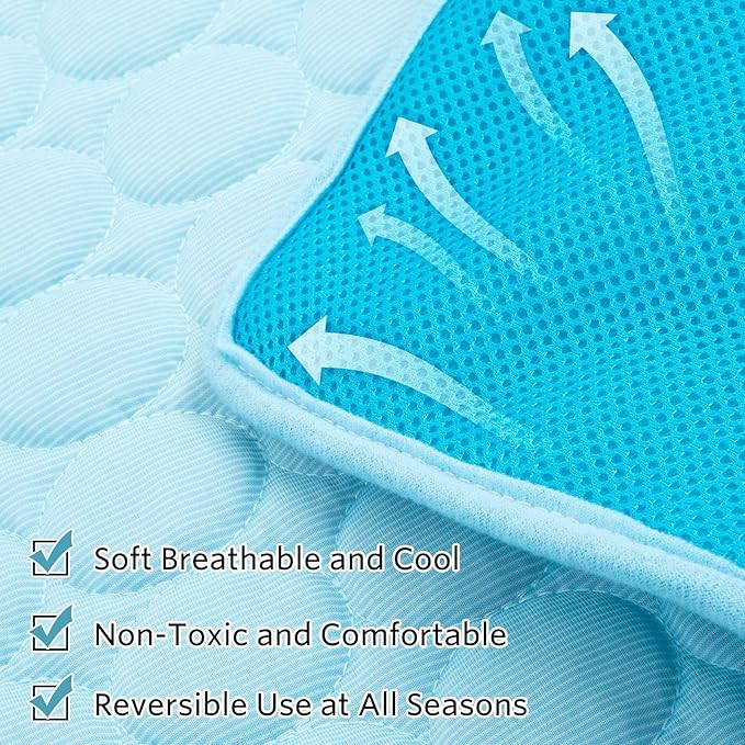 SHEJIZE Dog Cooling Mat Dog Cooling Pad Self Cooling Blanket, Washable Cooling Mat for Dogs, Pet Cooling Mat Keeps Pets Cool in Summer Heat, Resuable Fabric Cooling Mat (Blue, 15x20inch)