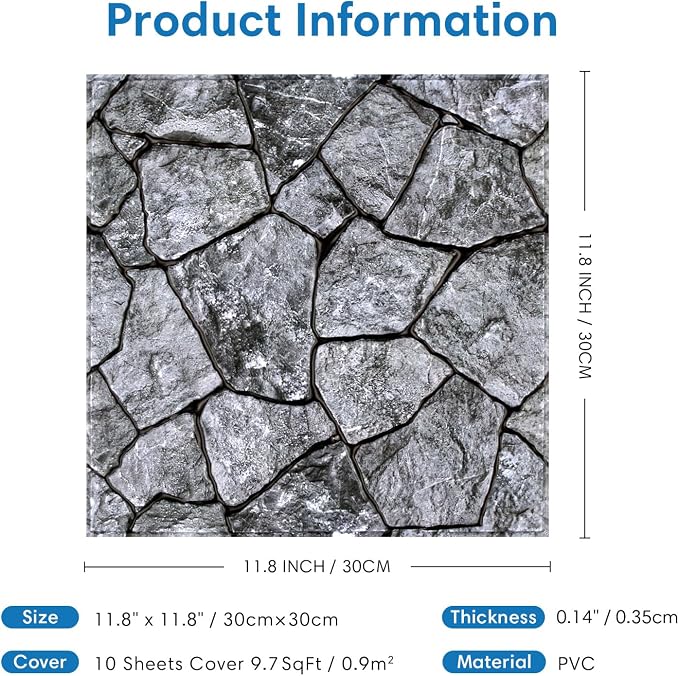 COMSTICKC 3D Faux Stone Wall Panel Peel and Stick Wall Tiles, Ultra-Light Thin