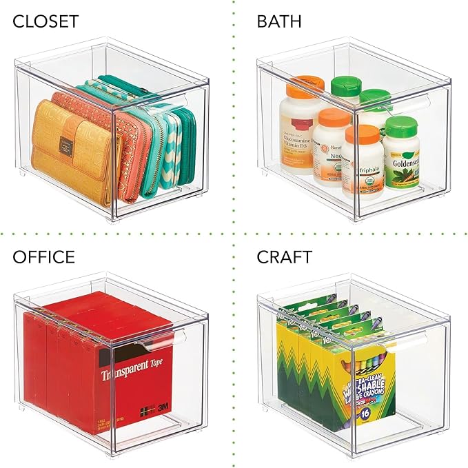 Clear Stackable Shoe Drawer Boxes, 4 Pack