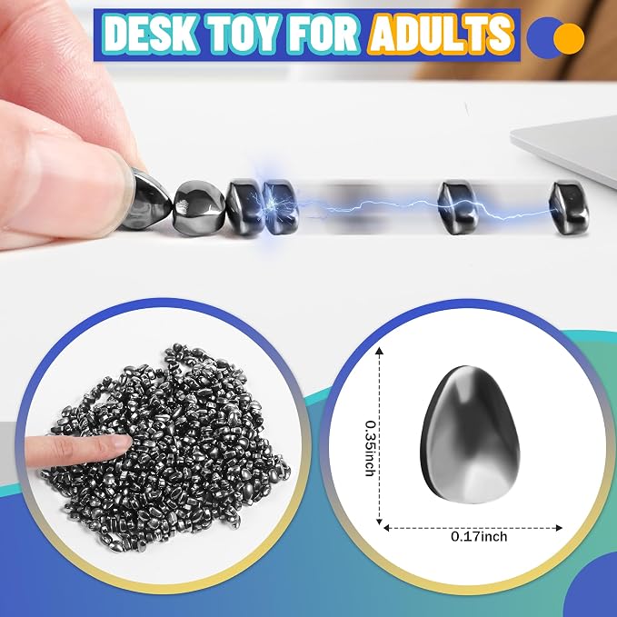 Chilvil Fidget Toys for Teen Boys Adult, 500pc Metal Cool Gadgets Gift Quiet Office Desk Sensory Stress Fidgets Beads Stones Toy Anxiety Relief Items for Teen Girls ADHD Autism Autistic Ferrite Putty