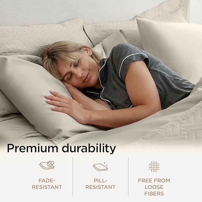 Threadmill California King Sheet Sets | 800 Thread Count Cal King Bed Sheets Set with 16” Deep Pocket | Sateen Weave, Better Than Egyptian Cotton, 4-Piece Bedding Set with Cooling Effect | Taupe