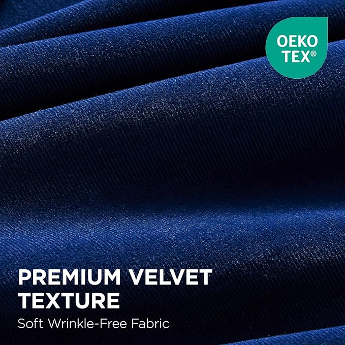 Joydeco Royal Blue 100% Blackout Curtains 72 Inch 2 Panels, Luxury Thermal Royal Blue Velvet Curtains for Bedroom Living Room, Soundproof Blackout Window Drapes, Rod Pocket & Back Tab (52W x 72L)