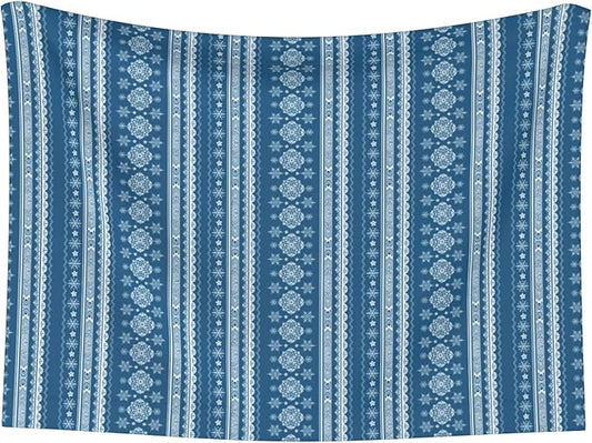 Boho Blanket for Pet - Blue White Snowflake Throw Blanket 40x30 Bohemian Couch Blankets for Puppy Dogs Cats