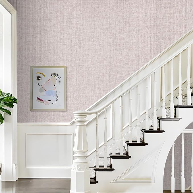 Beige Grasscloth Peel and Stick Wallpaper, Modern Textured Wallpaper 15.75inch