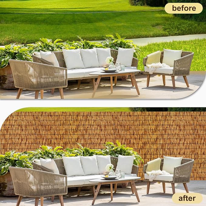 Reed Fencing Rolls, Patio Privacy Screen 5 Feet High, Decorative Bamboo Fence
