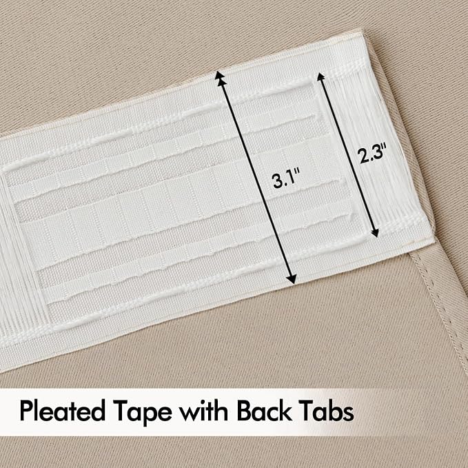 MIULEE Taupe Back Tab Blackout Curtains 63 Inch Length 2 Panels Set