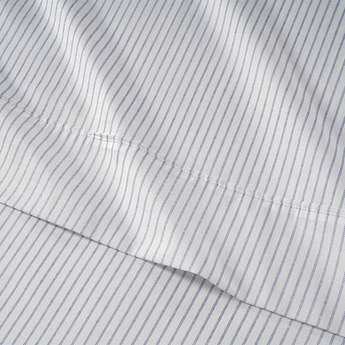 LANE LINEN Queen Bed Sheets - Pemium 450 Thread Count Long Staple 100% Cotton Sheets Queen Size Bed Set, Hotel Luxury Sateen Finish, 15" Deep Pocket Fitted Sheet, Cool & Durable - Ticking Stripe