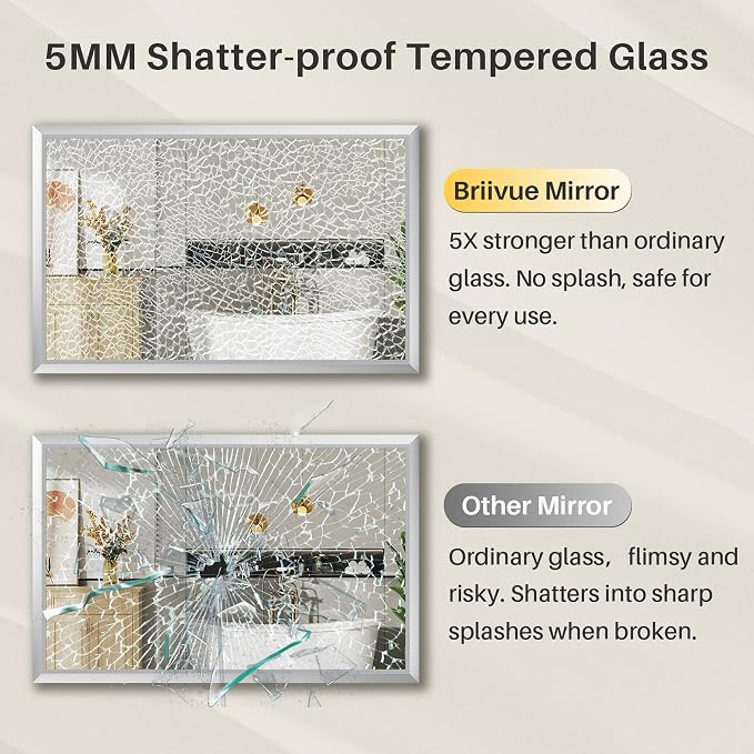 40x30 Inch Brushed Silver Bathroom Mirror
