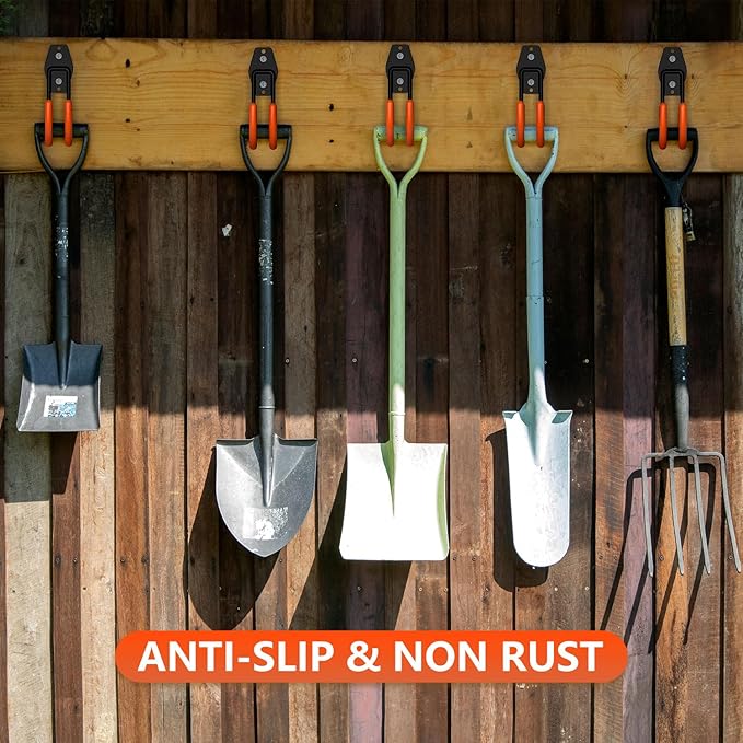 Garage Hooks with Anti-Slip Coating,Heavy Duty Wall Mount Storage Hooks for Hanging Bike,Hose,Ladder,Yard,Garden Tools (4 Pack Orange 5.5x4.1 Inch)