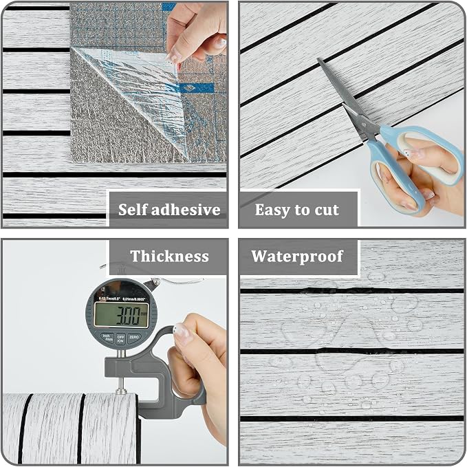 White/Grey Wood Slat Panels for Interior Wall Decor Self Adhesive Textured 3D
