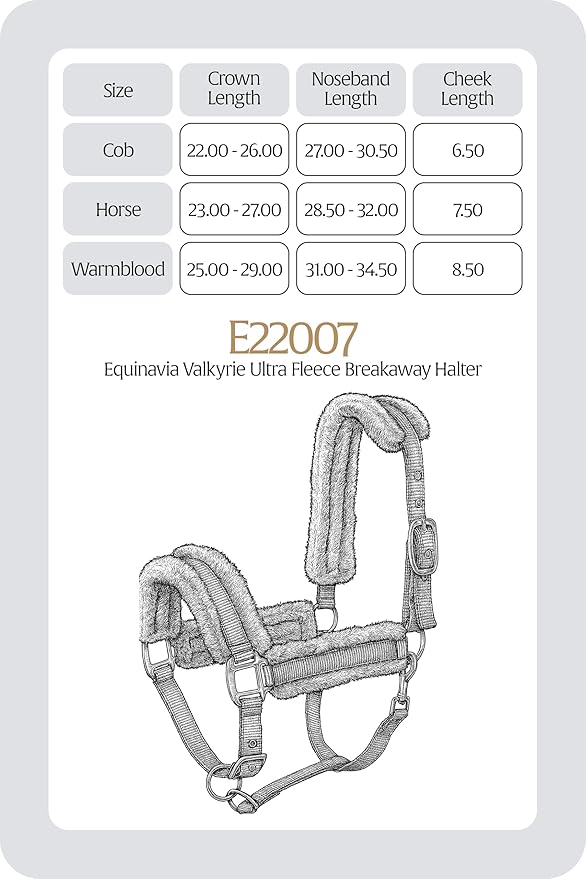 Equinavia Valkyrie Ultra Fleece Breakaway Horse Halter | Padded Fleece Adjustable Safety Halter with Nylon Webbing - Forever Blue/White - Warmblood
