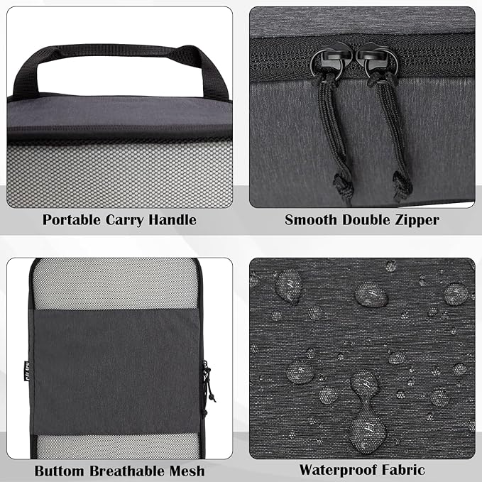 Extra Large Compression Packing Cubes for Travel Essentials, 2 Set Expandable Compression Bags for Travel Packing Cubes for Suitcase Luggage Organizer Bags, Black Mesh