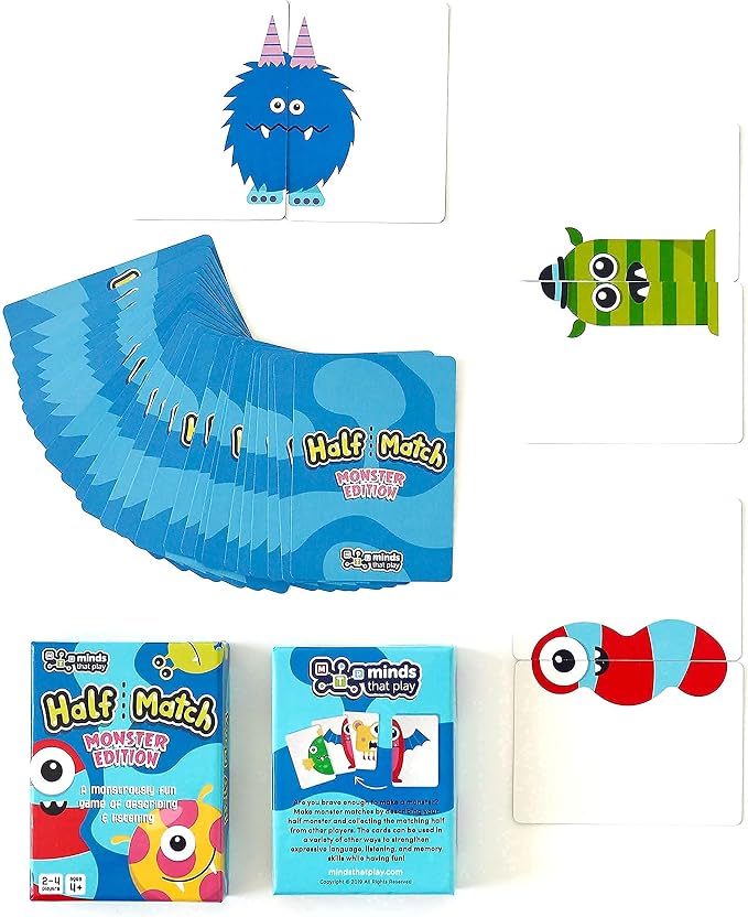 Minds That Play Monster Edition - Back to School Game for Fun Educational Matching - Memory Card Game for Kids Ages 4-5 - 6-7 - 8-9 - Perfect for Family & Children - Speech Therapy