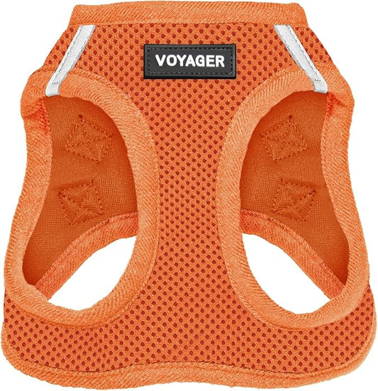 Best Pet Supplies Voyager Step-in Air Harness - All Weather Mesh, Reflective, No Pull Harness for Dogs, Cats - Secure with Hook & Loop Fastener, Buckle, Double D-Rings - Orange, M