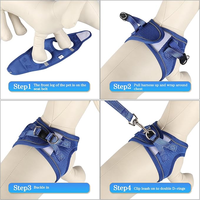 YIMEIS Dog Harness and Leash Set, No Pull Soft Mesh Pet Harness, Reflective Adjustable Puppy Vest for Small Medium Large Dogs, Cats (Royal Blue, Medium (Pack of 1)
