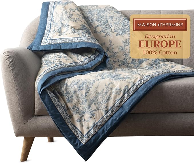 Maison d' Hermine Throw Blanket for Couch Lightweight Soft Warm Breathable Cotton Throw Blankets for Bed Girls Boys Women Men Gifts Sofa Travel Living Room Chair Bedding (60"x80", The Miller)
