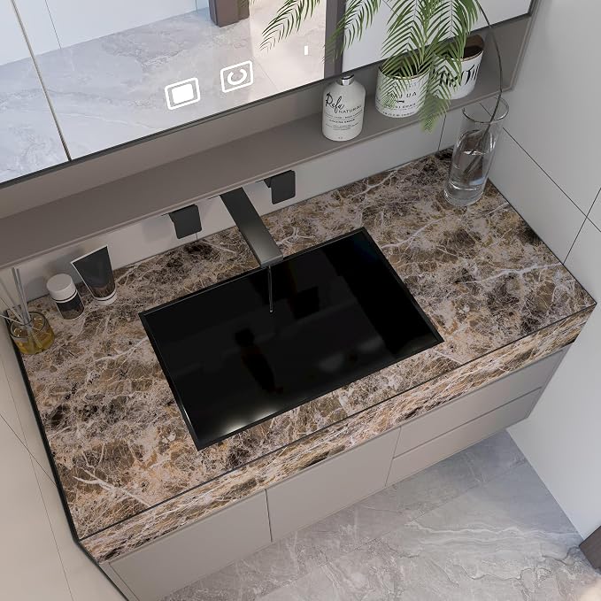 BAYYA Brown Marble Paper Granite Peel and Stick Kitchen Backsplash Wallpaper