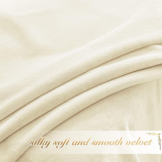 NICETOWN Ivory White Velvet Curtains 102" Length 52" Wide