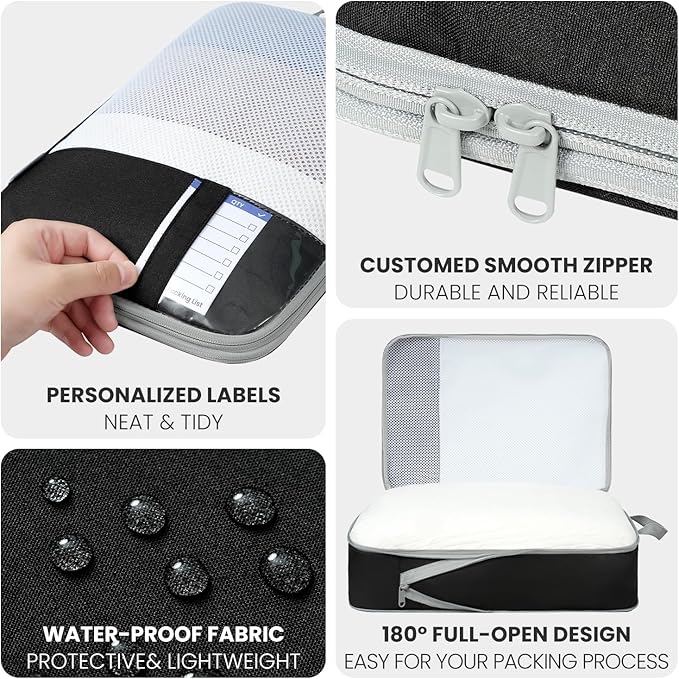 8 Set/6 Set/4 Set Compression Packing Cubes for Travel, Lightweight Vacation Travel Essentials, Travel Accessories for Suitcase Organizer Bags Set, Durable Luggage Organizer