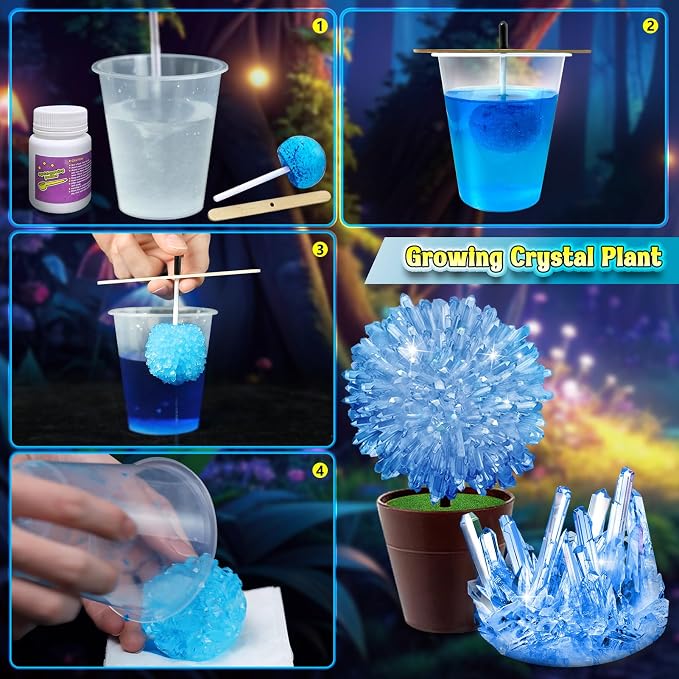 UNGLINGA Crystal Growing Kit for Kids, Grow 6 Vibrant Crystals Making Kit | Chemistry Experiments, Science, S.T.E.M Toys, Gifts Idea for Boys Girls, Crystal-Growing Tree, Hedgehog Crystal