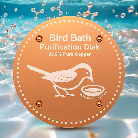Bird Bath Purification Disk Pure Copper Outside Winter Solar Power Birdbath Heater Deicer Cage Hanging Bowl Metal Warmer Deck Railing Glass Concrete Ceramic Stone Stand Water Fountain Station