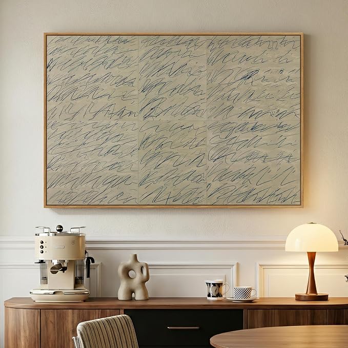 Framed Modern Neutral Beige Abstract Wall Art, Minimalist Canvas Prints