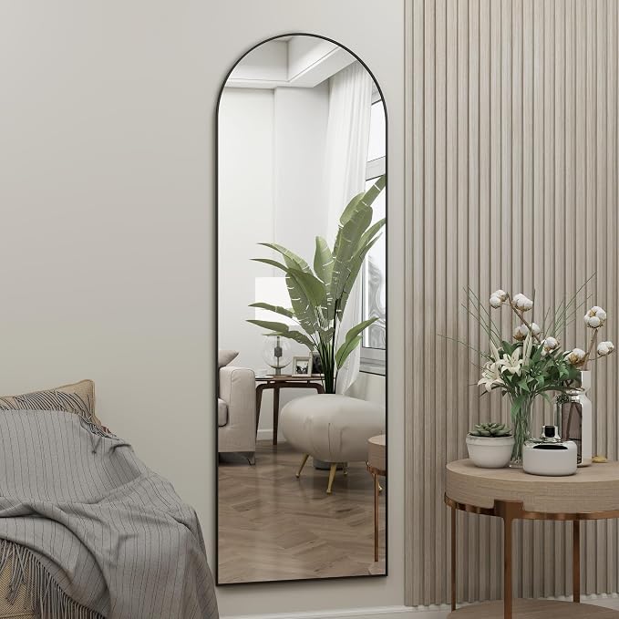Arched Full Length Door Mirror 14x48, Metal Frame