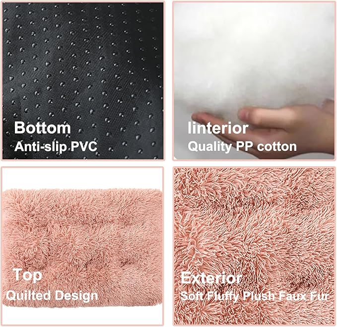 Dog Crate Mat, Dog Bed for Large Dogs, Comfy Fluffy Kennel Pad Anti-Slip for Dog beds & Furniture, Quilted Dog Bed for Pets for Medium/Small Dogs Cats (Color : Pink 2, Size : 43x29)