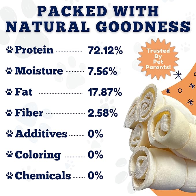 Amazing Dog Treats - Beef Cheek Rolls (6 Inch Regular - 4 Pcs) - No Hide - Safe Rawhide Alternative Dog Chew - Great for Power Chewers - Long Lasting Dog Chew - No Splinters - Retriever Rolls For Dogs