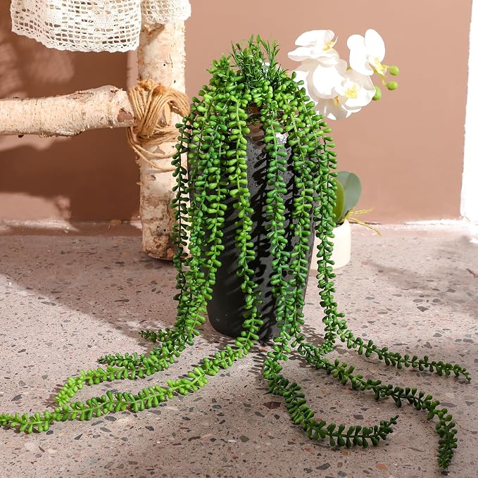 6pcs Artificial Succulents Hanging Plants, Fake Hanging Plant String of Pearls