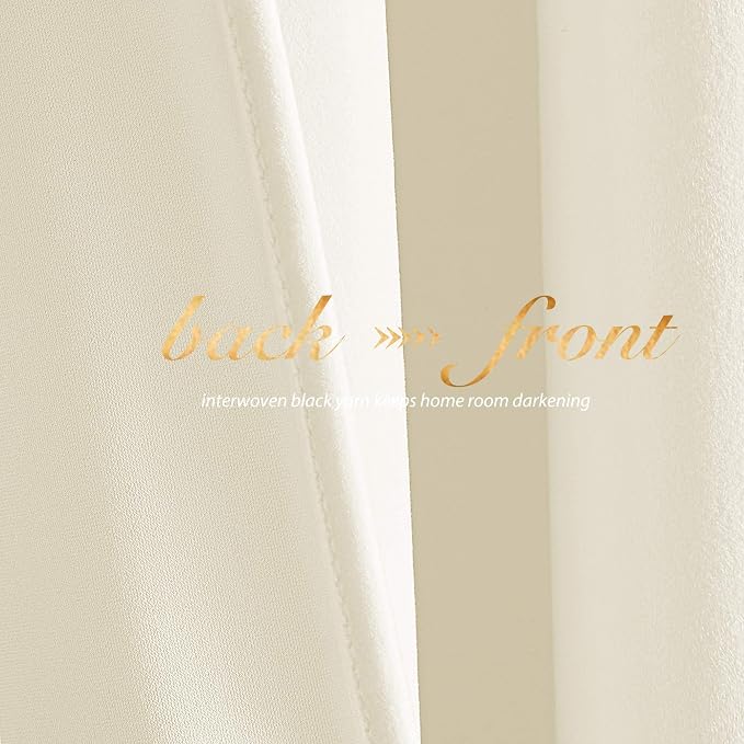 NICETOWN Ivory White Velvet Curtains 102" Length 52" Wide