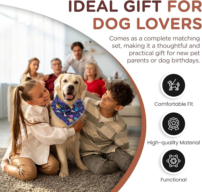 No Pull Harness and Leash Set - 6-in-1 Adjustable Vest Harness and Collars for Medium and Large Dogs. (Cosmic, Small)
