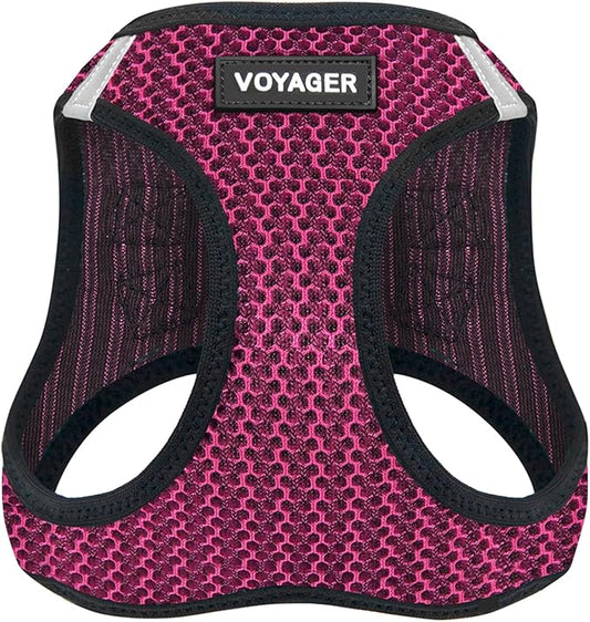 Best Pet Supplies Voyager Step-in Air Harness - All Weather Mesh, Reflective, No Pull Harness for Dogs, Cats - Secure with Hook & Loop Fastener, Buckle, Double D-Rings - Fuchsia 2-Tone, XS