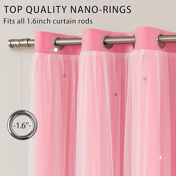 XiDi Pink Blackout Curtains, Room Darkening Curtains
