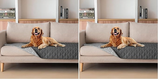 gogobunny 3X Stronger Waterproof Pet Blanket, Scratch Proof Furniture Protector for Dogs Cats, Reversible Cover 30x70 Inch, Dark Grey/Light Grey (Pack of 2)