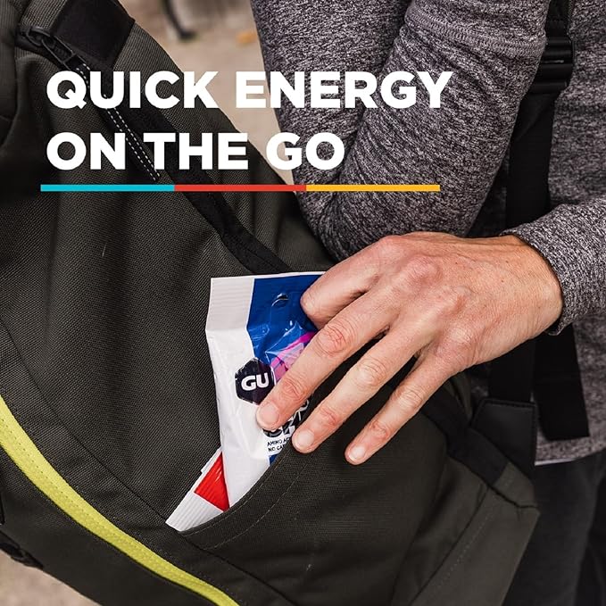 GU Energy Chews, Blueberry Pomegranate Energy Gummies with Electrolytes, Vegan, Gluten-Free, Kosher, and Dairy-Free On-The-Go Energy for Any Workout, 12 Bags (24 Servings Total)