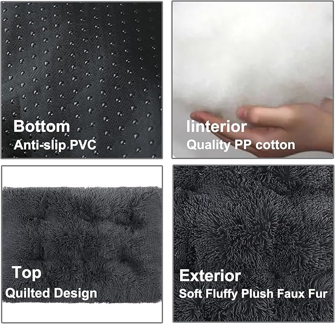 Dog Crate Mat, Dog Bed for Large Dogs, Comfy Fluffy Kennel Pad Anti-Slip for Dog beds & Furniture, Quilted Dog Bed for Pets for Medium/Small Dogs Cats (Color : Gray 1, Size : 36x25)