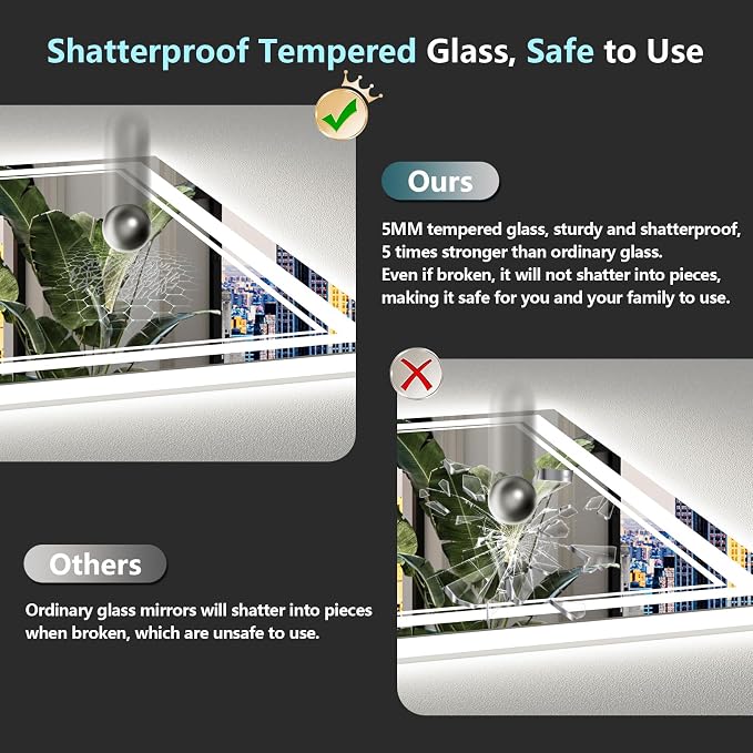 60x36 LED Bathroom Mirror with Lights, Backlit and Front Lit Anti-Fog Lighted