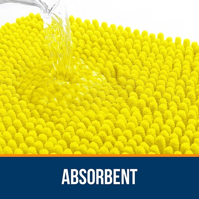 OLANLY Bathroom Rugs 30x20, Extra Soft Absorbent Chenille Bath Rugs, Rubber Backing Quick Dry, Machine Washable Bath Mats for Bathroom Floor, Tub and Shower, Home Decor Accessories, Lemon Yellow